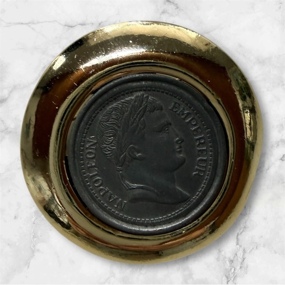 Vintage Accessories - Vintage emperor Napoleon coin brooch pin scarf pin academia